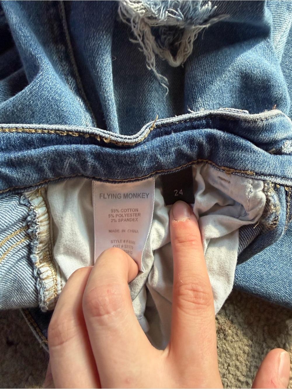 Flying Monkey Medium Blue Distressed Flare Jeans - Picture 5 of 5